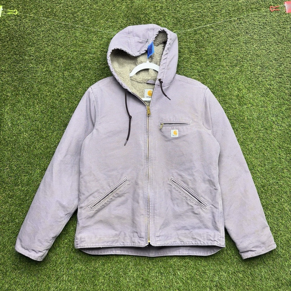 Carhartt Hooded Detroit Jacket Womens Small (4/6) Lavender Zip Work WJ141-DWN